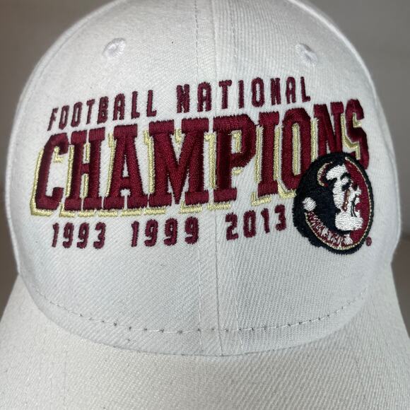 New Era Florida State Seminoles Football National Champions White Cap Hat OSFM - Picture 3 of 9